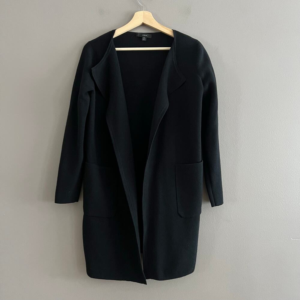 J.Crew Juliette Sweater Blazer J6339 XS Collarless Open Front Merino Wool Preppy
